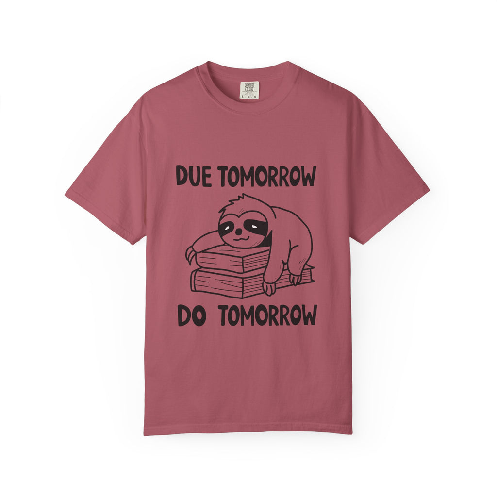 Procrastination Sloth Tee –  “Due Tomorrow, Do Tomorrow”