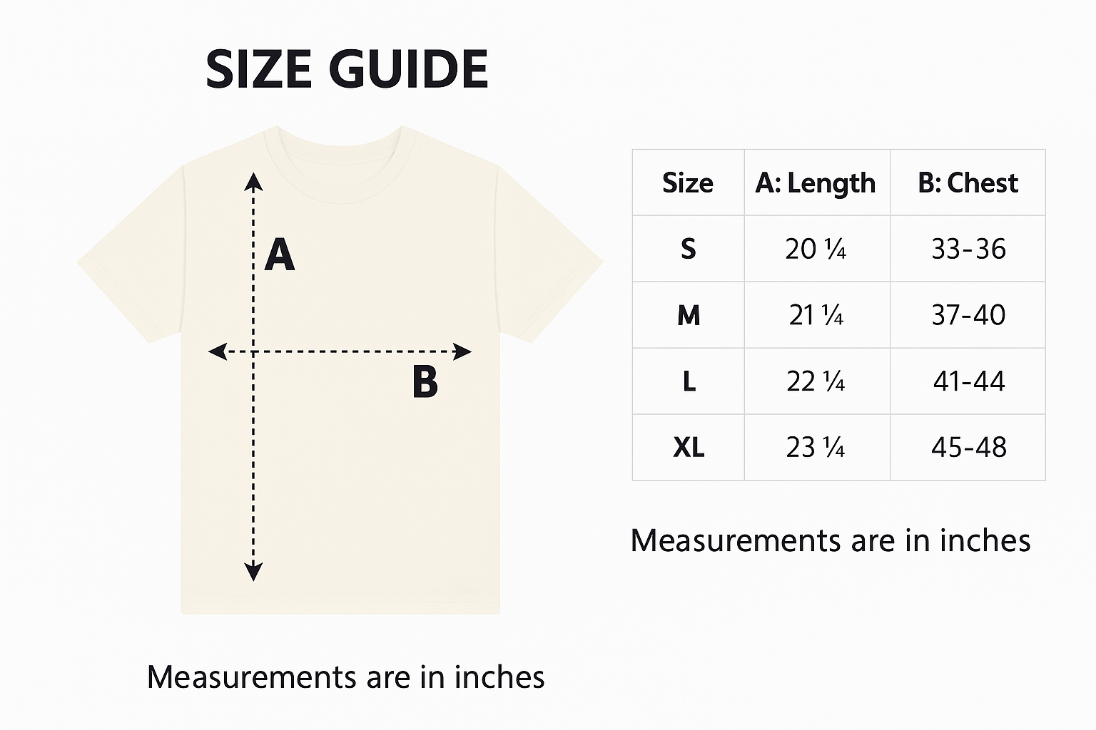 Size Chart for Nice Try, Anxiety – Women’s High-Waisted Cotton Tee | Minimalist Statement T-Shirt for Calm Confidence
