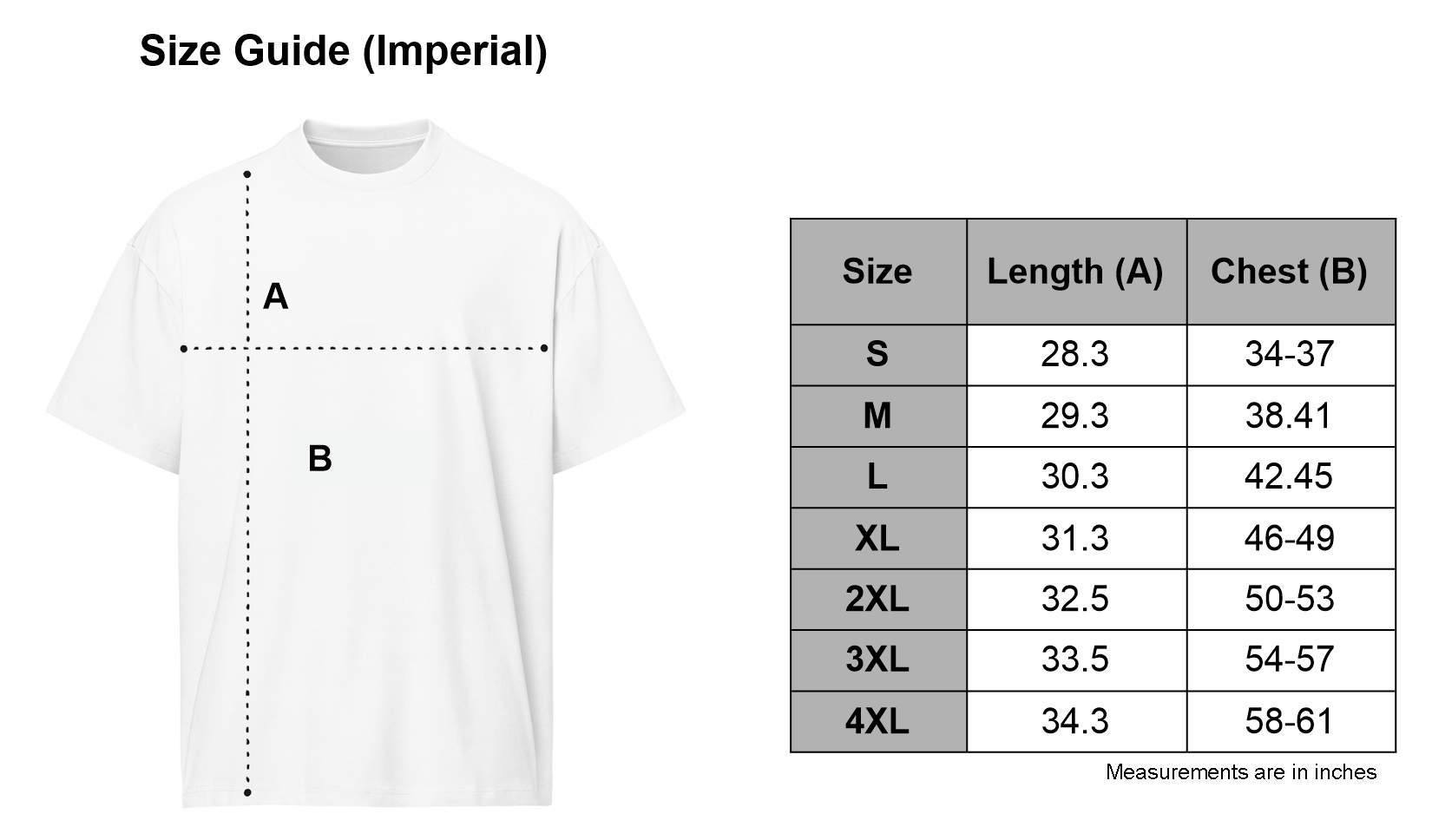 Size Chart for Squad of the Dead  | Box Tee